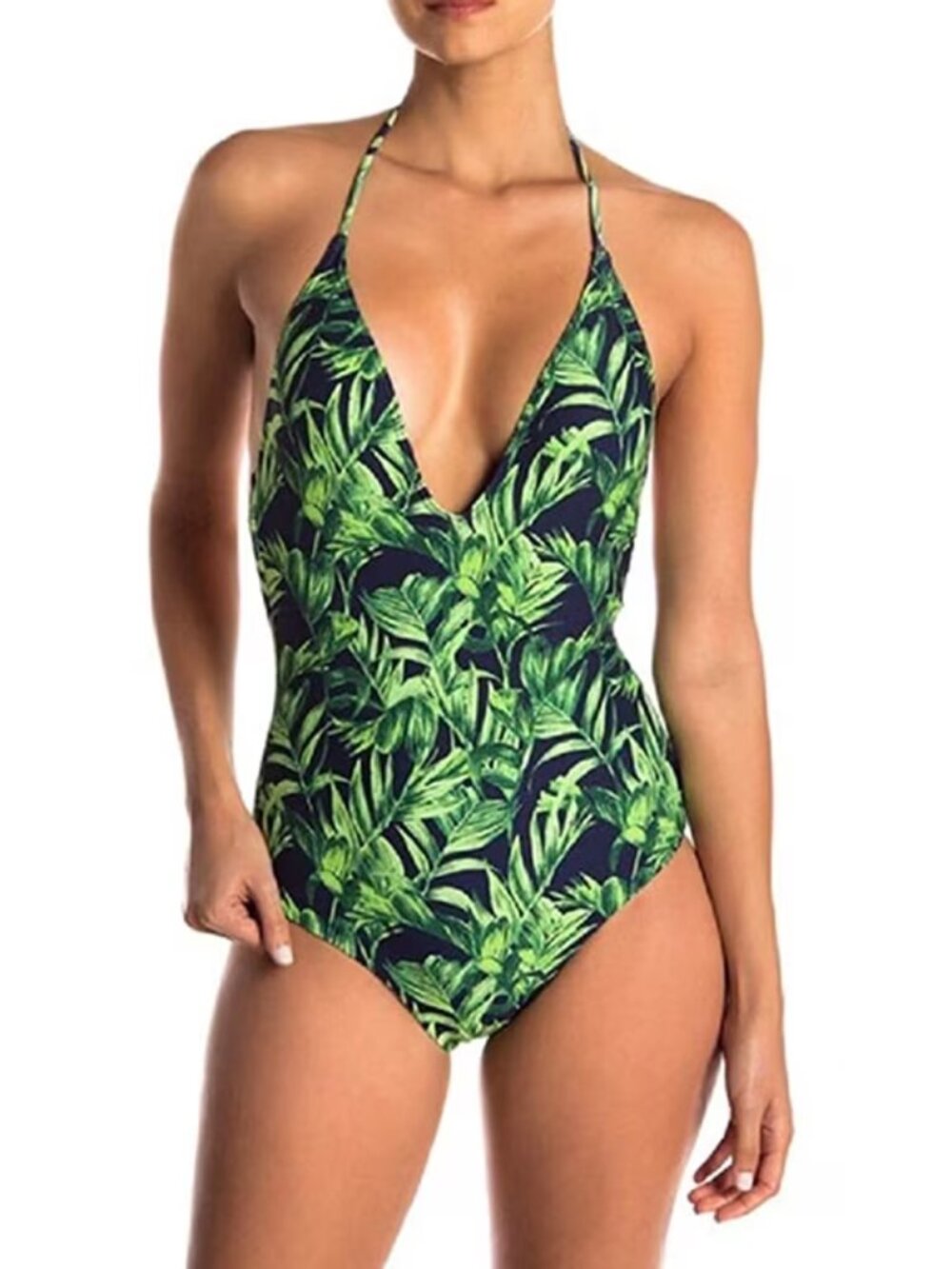 Onia Green Tropical Leaf One Piece Swimsuit XL